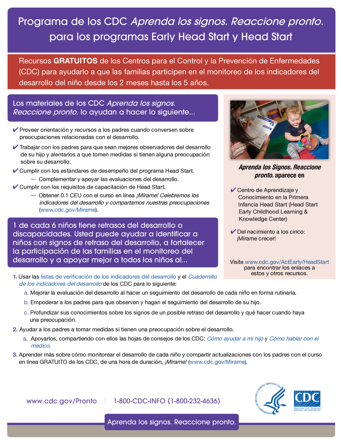 Cartilla para proveedores de los programas &ldquo;Early Head Start&rdquo; y &ldquo;Head Start&rdquo;