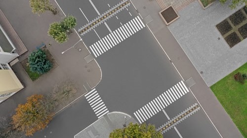 Overhead view of intersection.