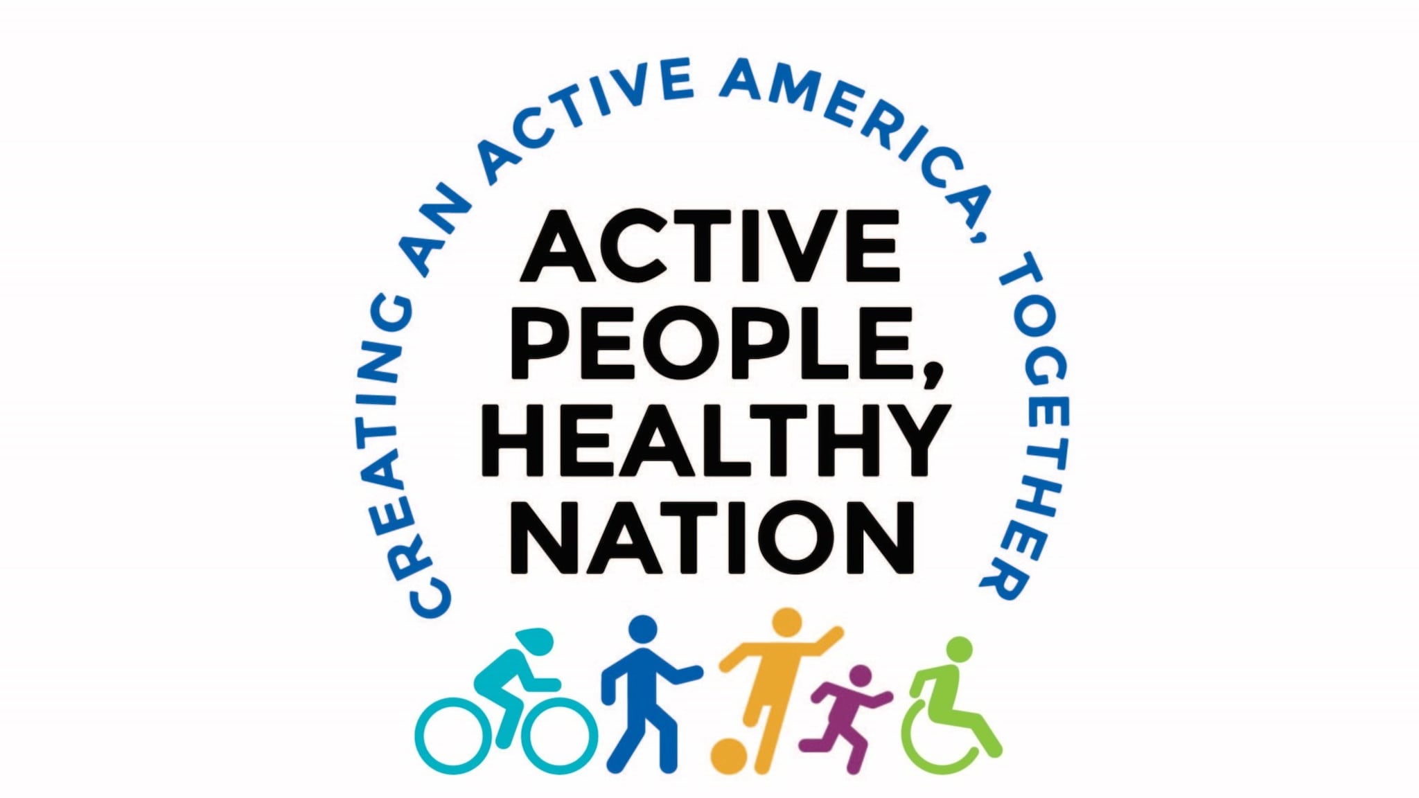 Active People, Healthy Nation logo with the text" Creating an Active America, Together"