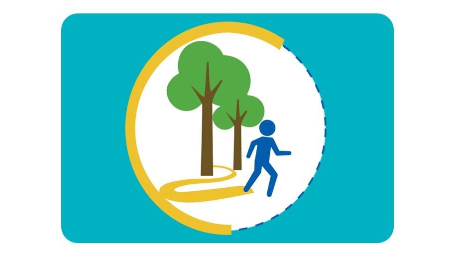 Icon: person walking under trees