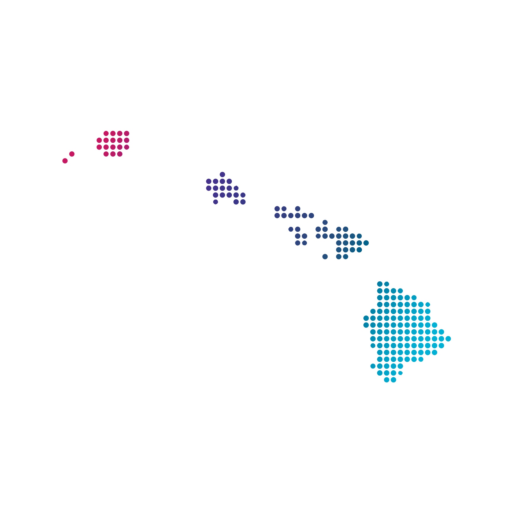 Decorative: Shape of Hawaii made of dots