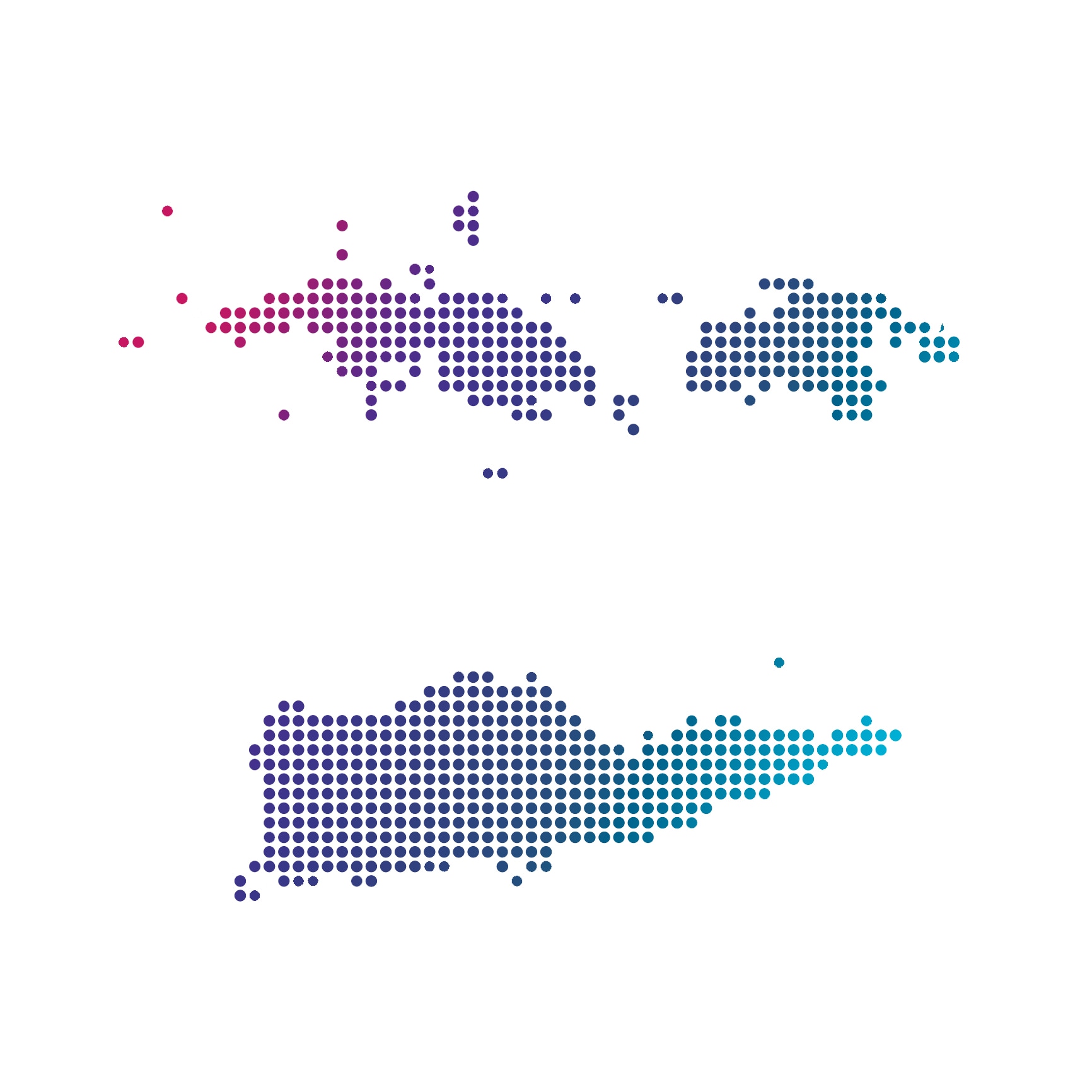 Decorative: Shape of Virgin Islands made of dots