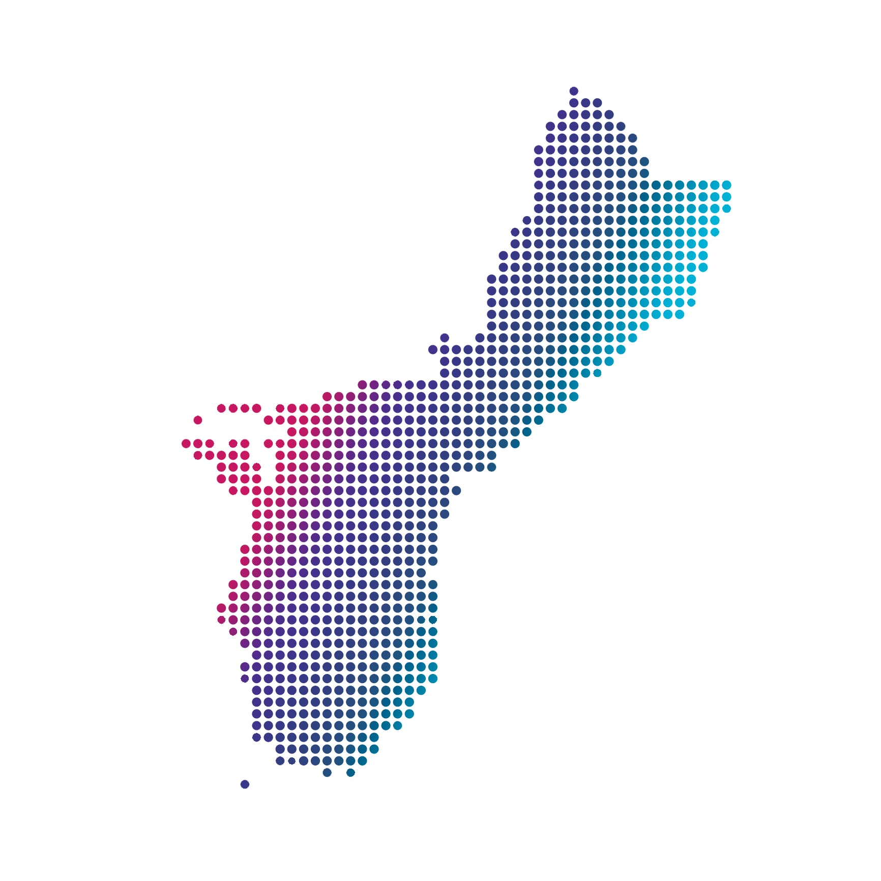 Decorative: Shape of Guam made of dots