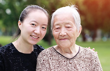 Young woman with grandmother