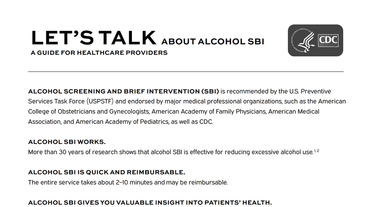 thumbnail HCP Fact Sheet 1 Let's Talk Alcohol SBI Print Friendly-508