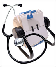 ALSRegistry stethoscope and rolodex