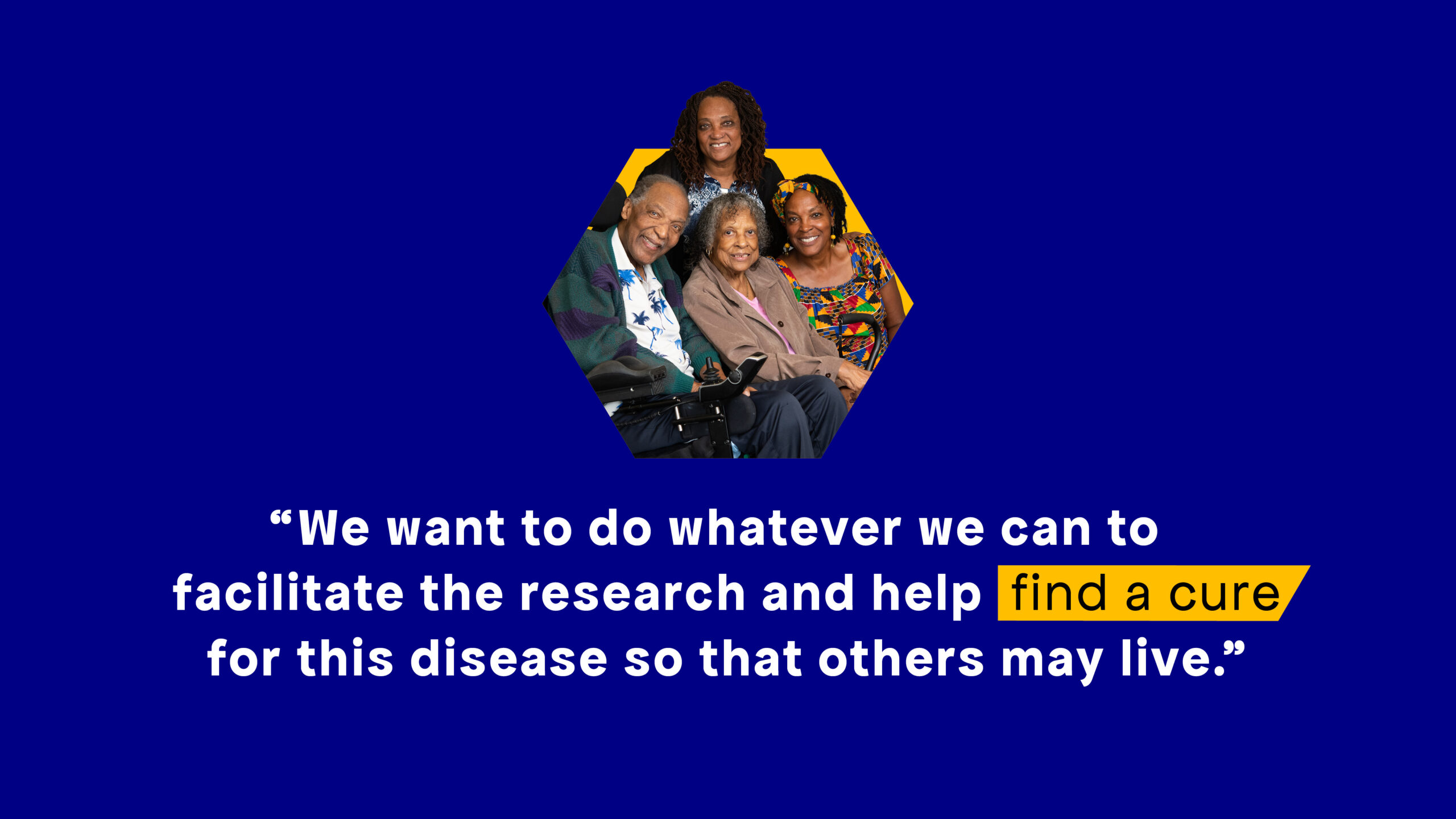 Image of a man with ALS and his family, and a quote from him
