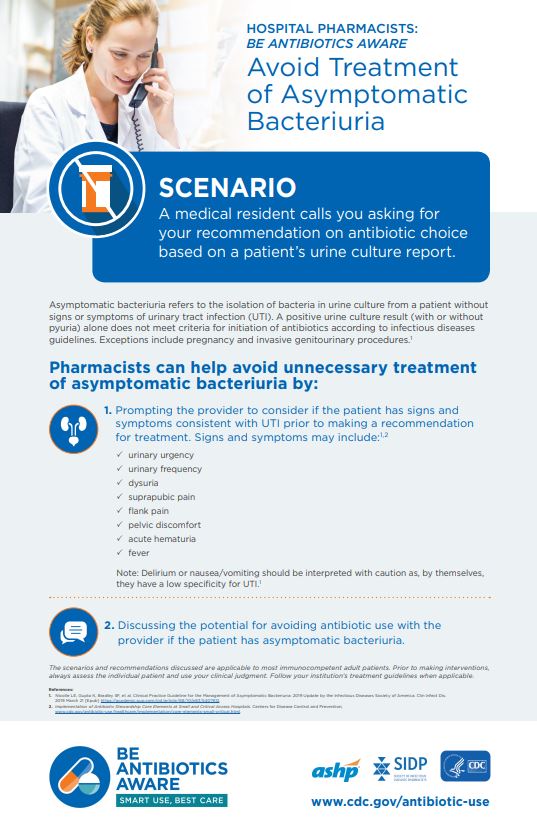 Avoid Treatment of Asymptomatic Bacteriuria