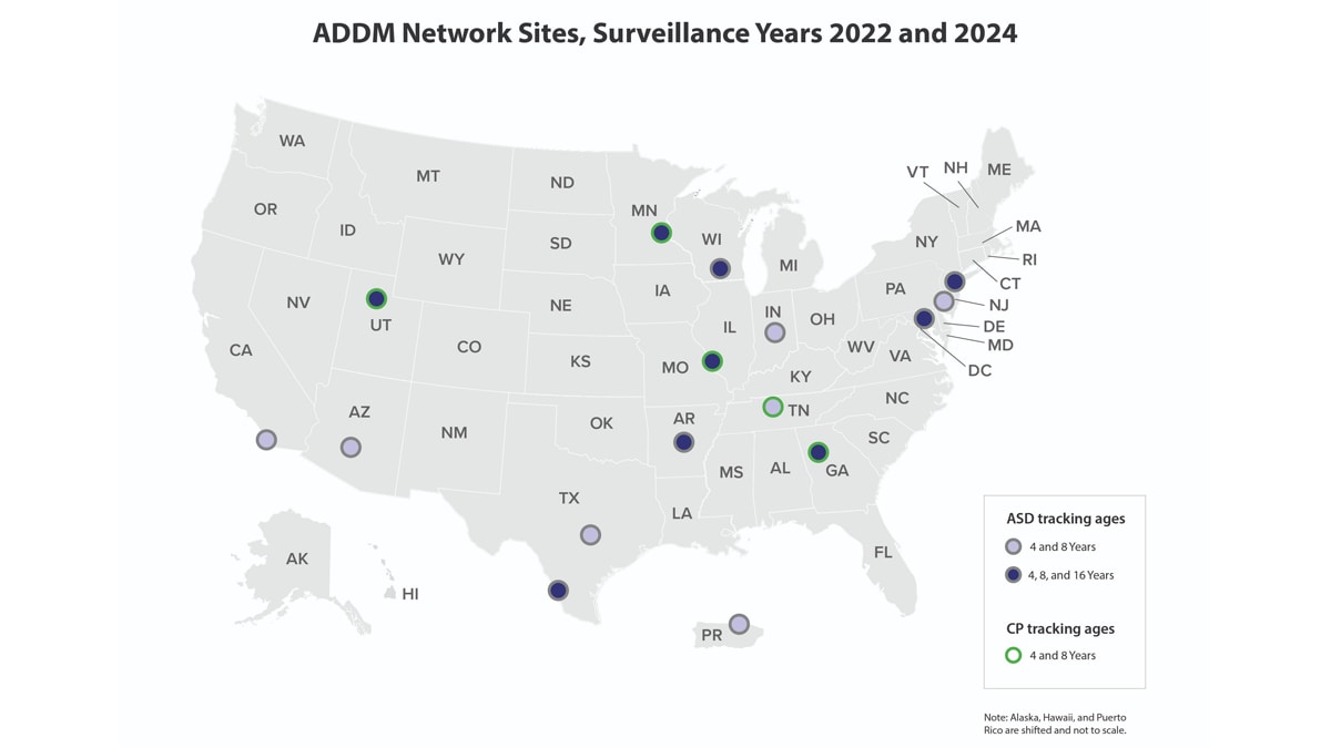 ADDM Network Sites Surveillance Years 2022, 2024