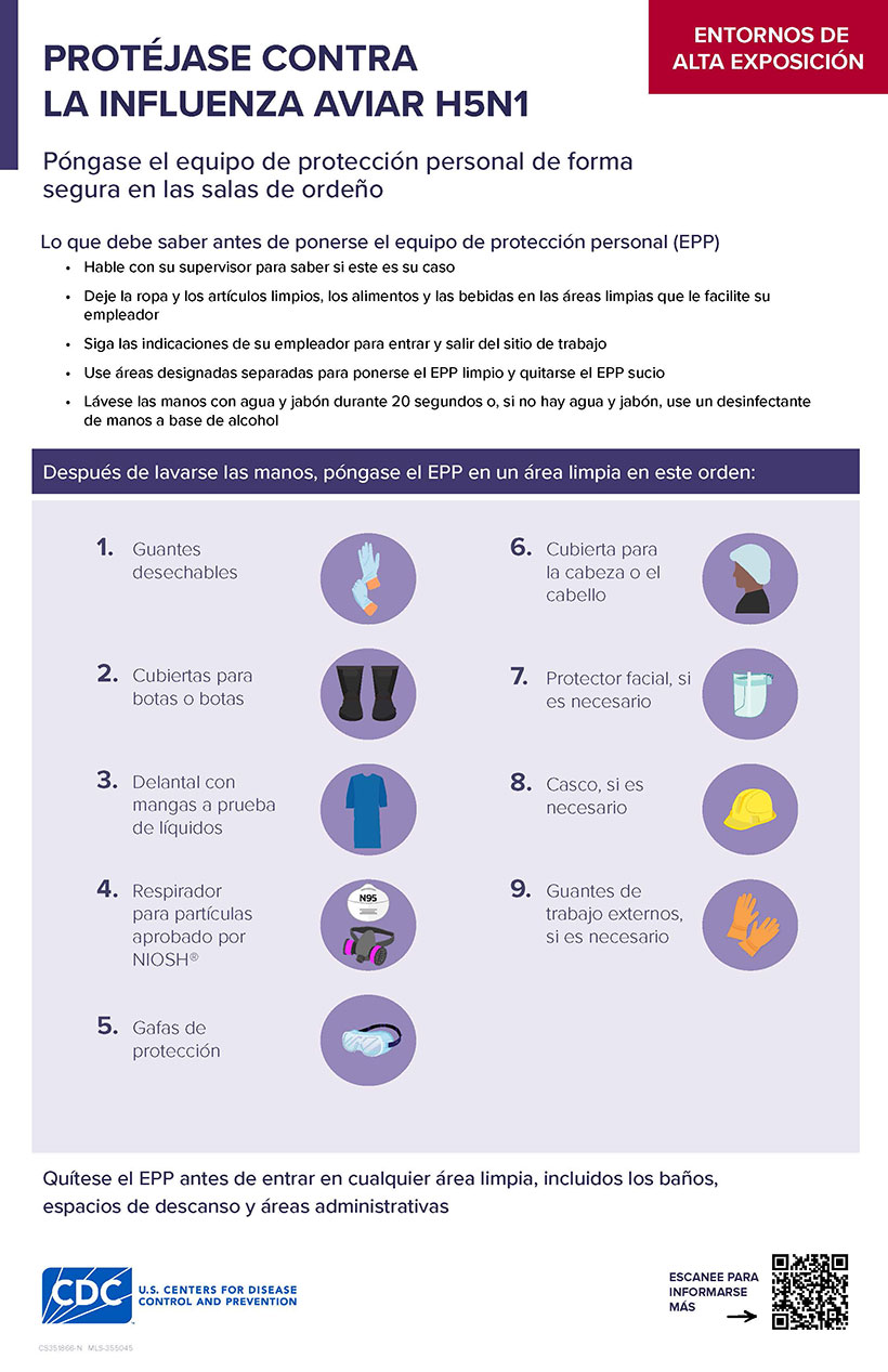 Póngase el equipo de protección personal de forma segura - Esposición alta en salas de ordeño