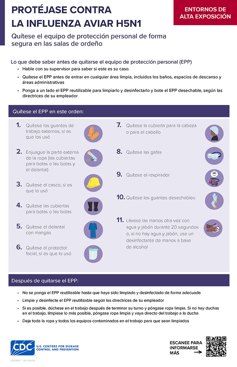 Quítese el equipo de protección personal de forma segura - Exposición alta en salas de ordeño