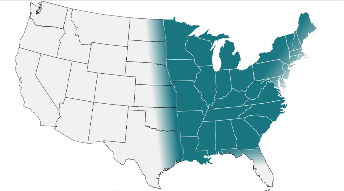 Map showing the spread of Blastomycosis within the U.S.