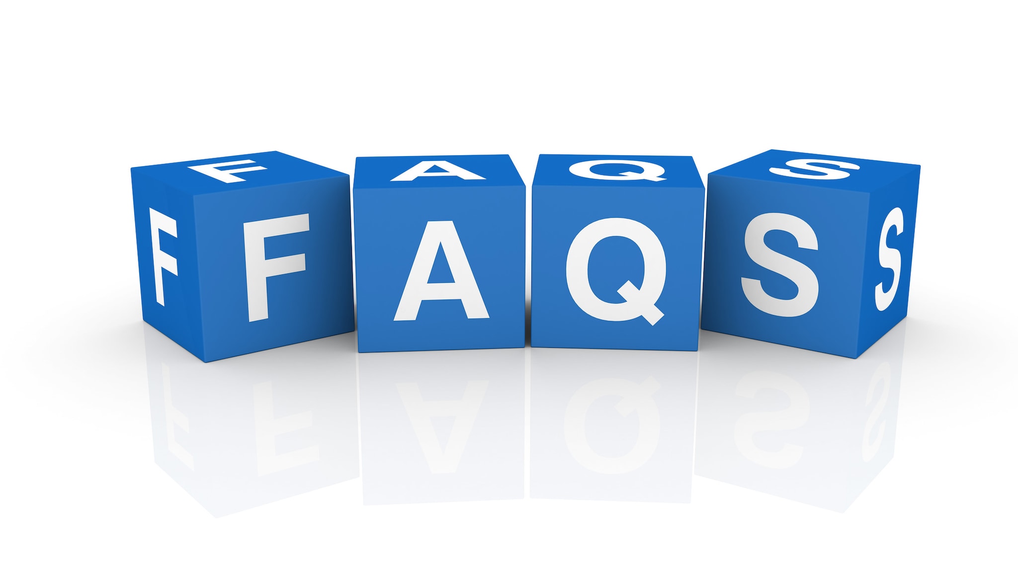 FAQ letters on blue blocks