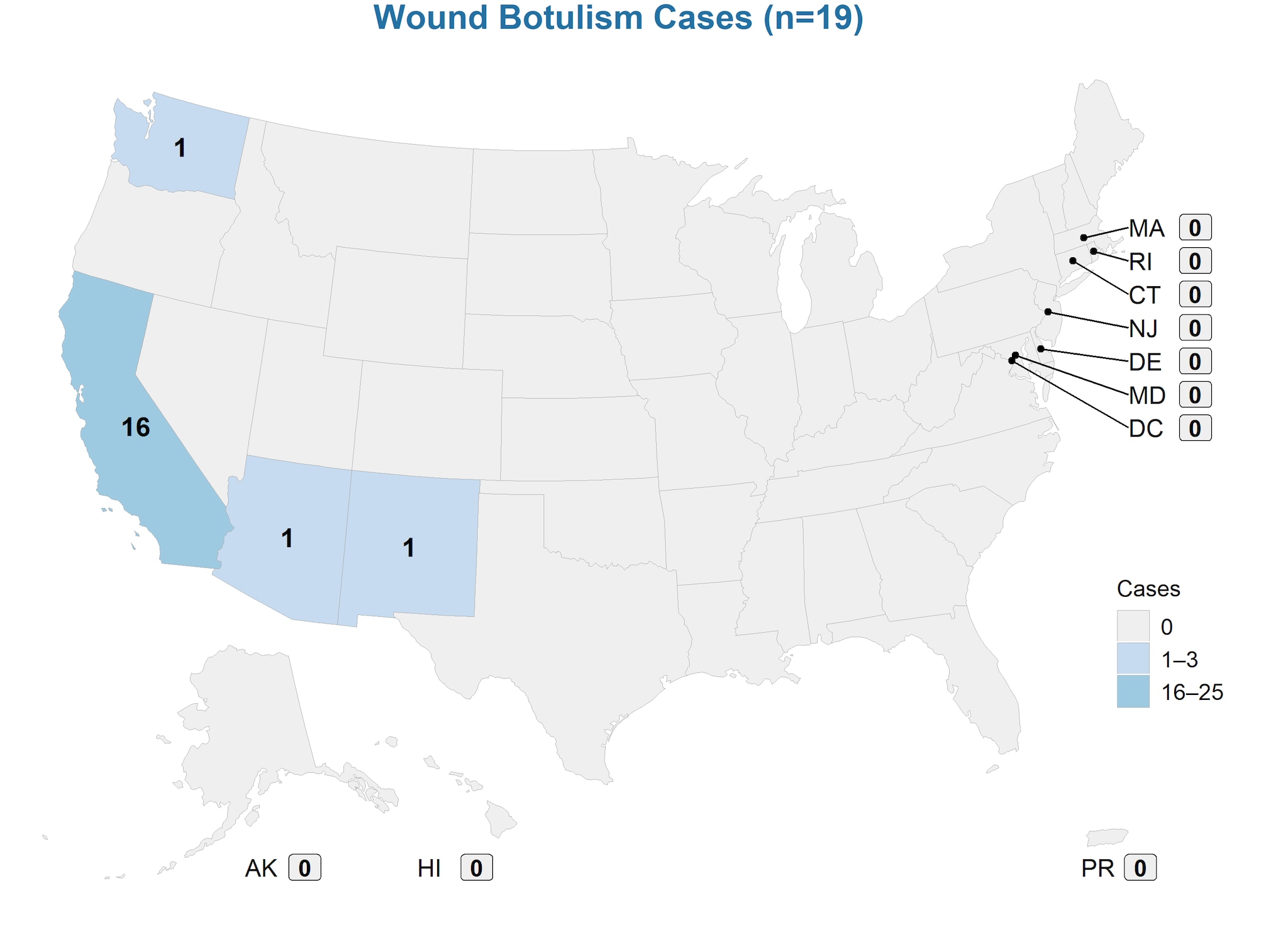Wound Botulism Cases (n=19)