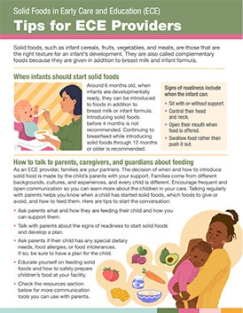 Solid Foods in Early Care and Education (ECE) Tips for ECE Providers (cdc.gov)