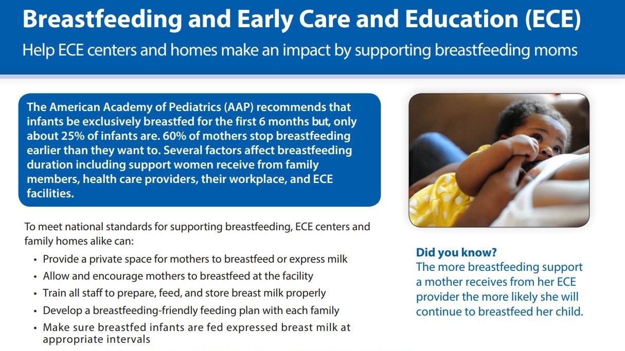 Top part of PDF about Breastfeeding and Early Care and Education (ECE)