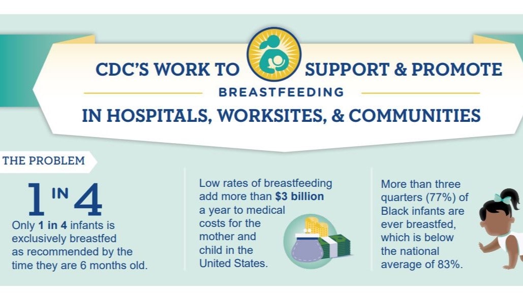 Top of PDF page that says CDC's Work to Support & Promote Breastfeeding in Hospitals, Worksites, & Communities