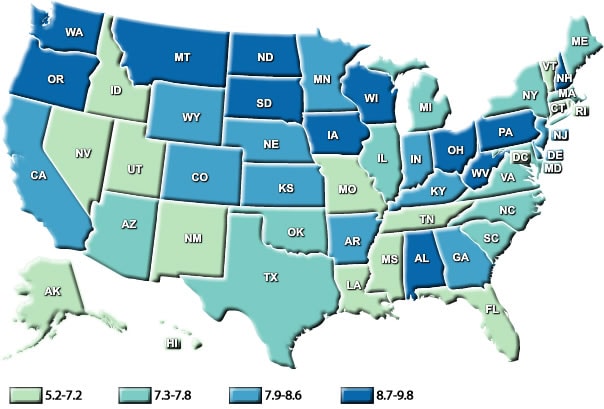 CDC - Ovarian Cancer Rates by State