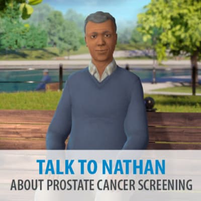 Nathan with the text: Talk to Nathan About Prostate Cancer Screening