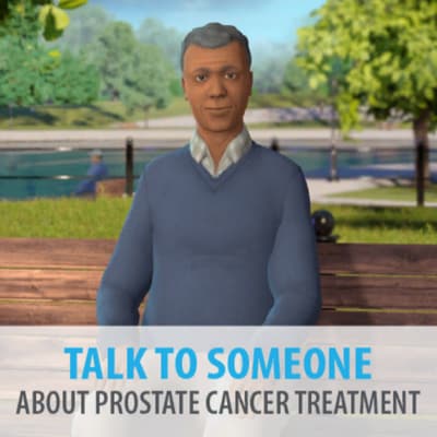 Nathan with the text: Talk to Someone About Prostate Cancer Treatment