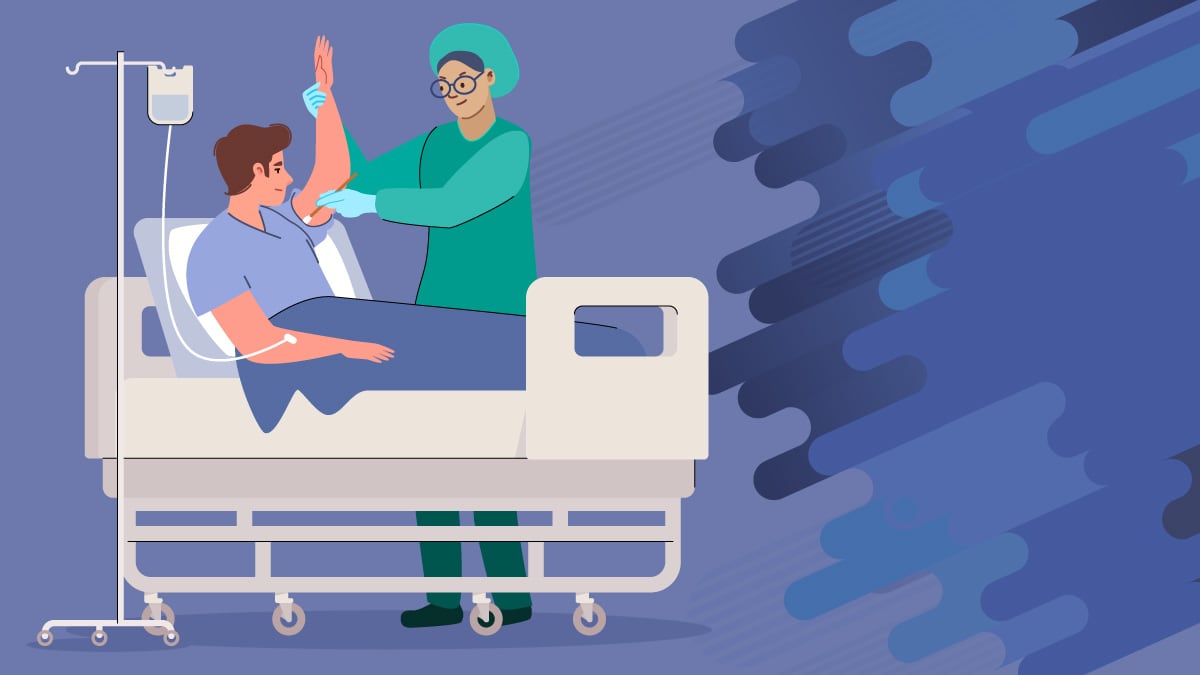 Healthcare provider swabbing patient's armpit