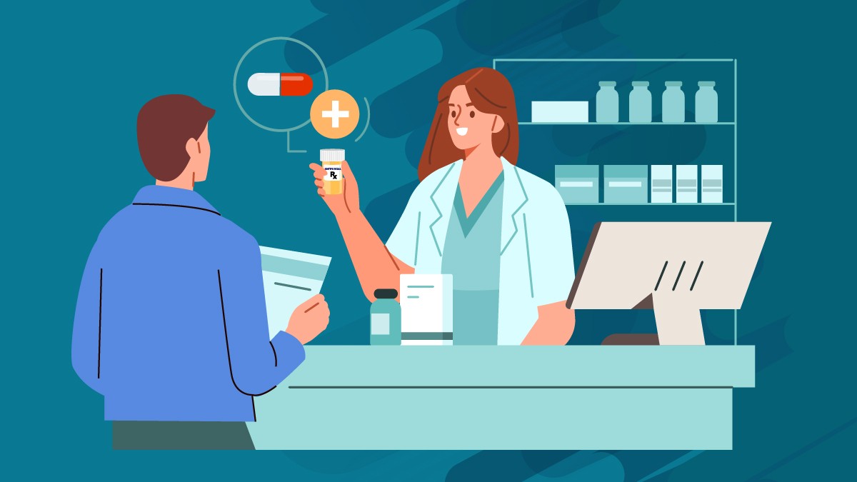 pharmacist providing antifungal to patient