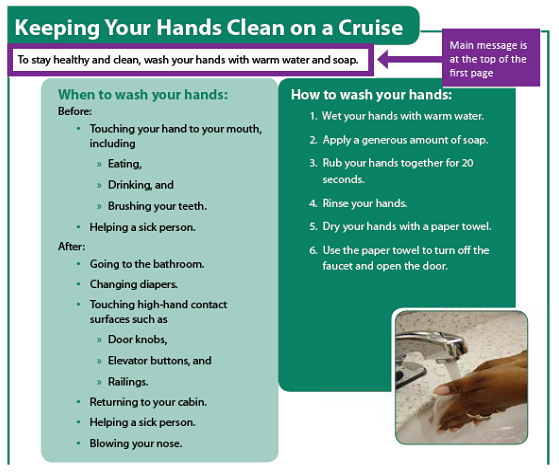 main-message-ex2.jpg Screenshot of a brochure on "Keeping Your Hands Clean on a Cruise"