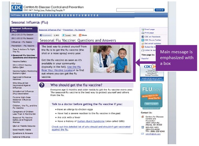 Is The Main Message Emphasized With Visual Cues The CDC Clear 