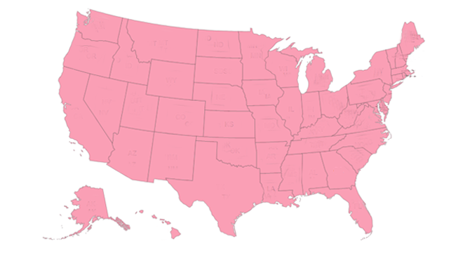 Pink U.S Map