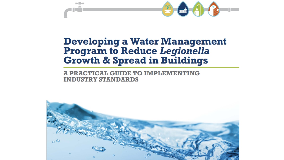 Cover of a toolkit about developing a water management program to reduce Legionella growth and spread in buildings.