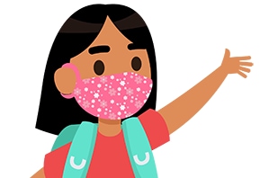 graphic of girl wearing a pink mask