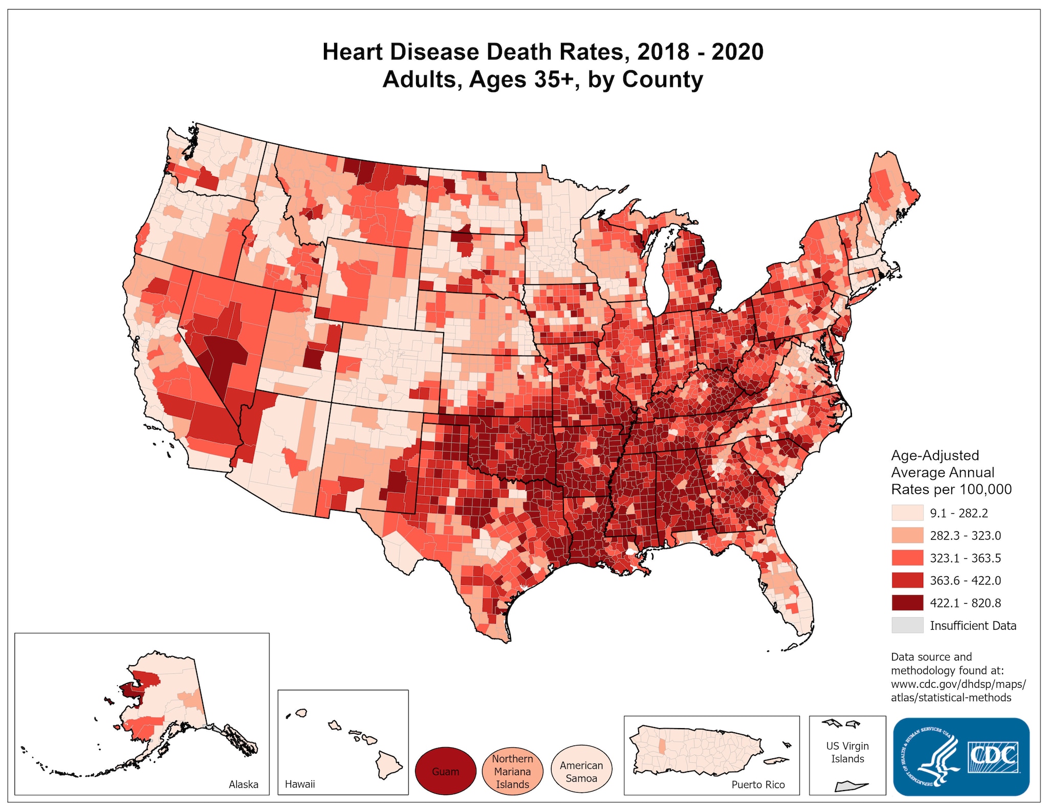 Heart Disease Death Rates Aged 35 And Older Total Population Cdc gov