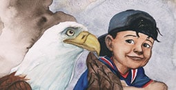illustration of child with an eagle