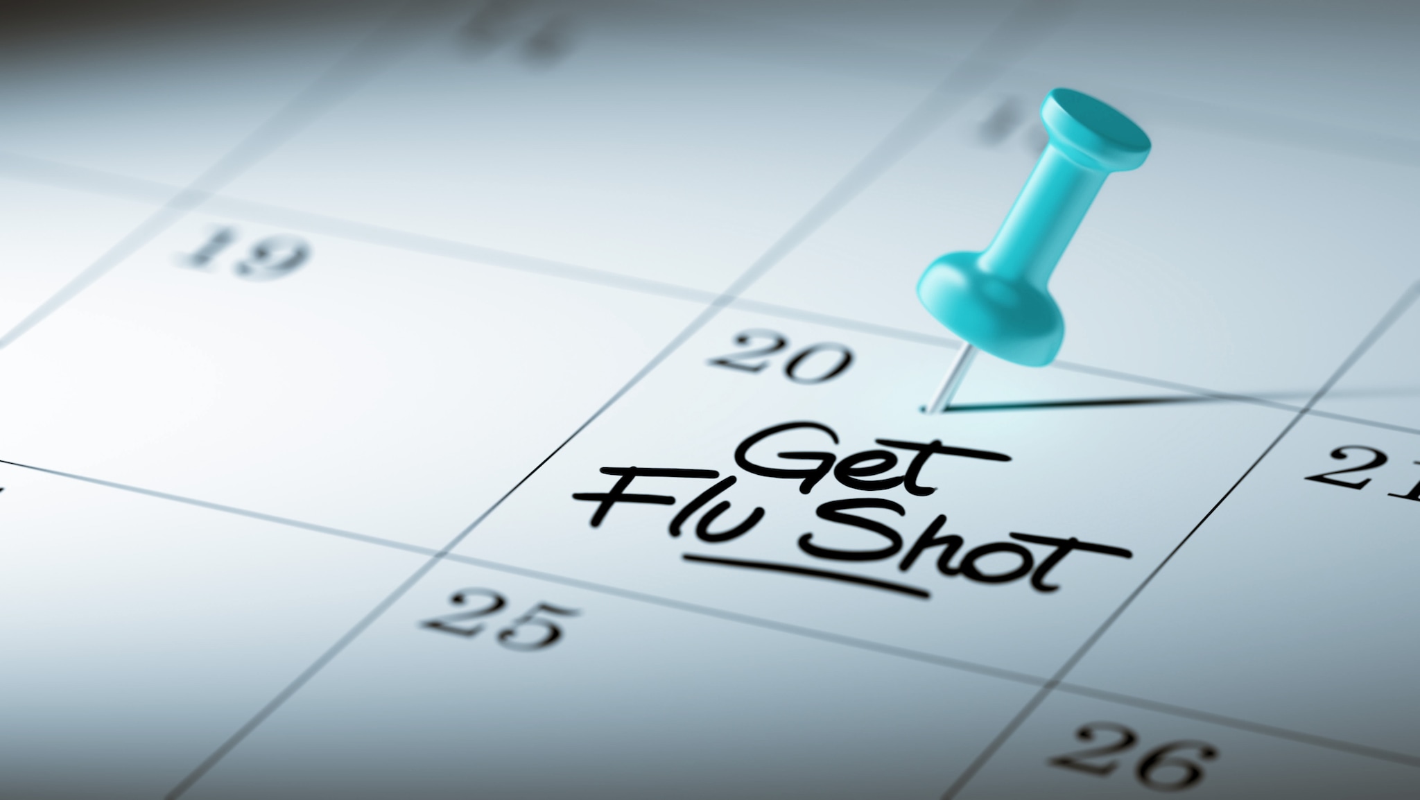 Calendar showing appointment for a flu shot