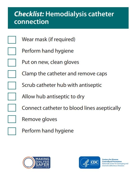 Hemodialysis Catheter Connection Checklist