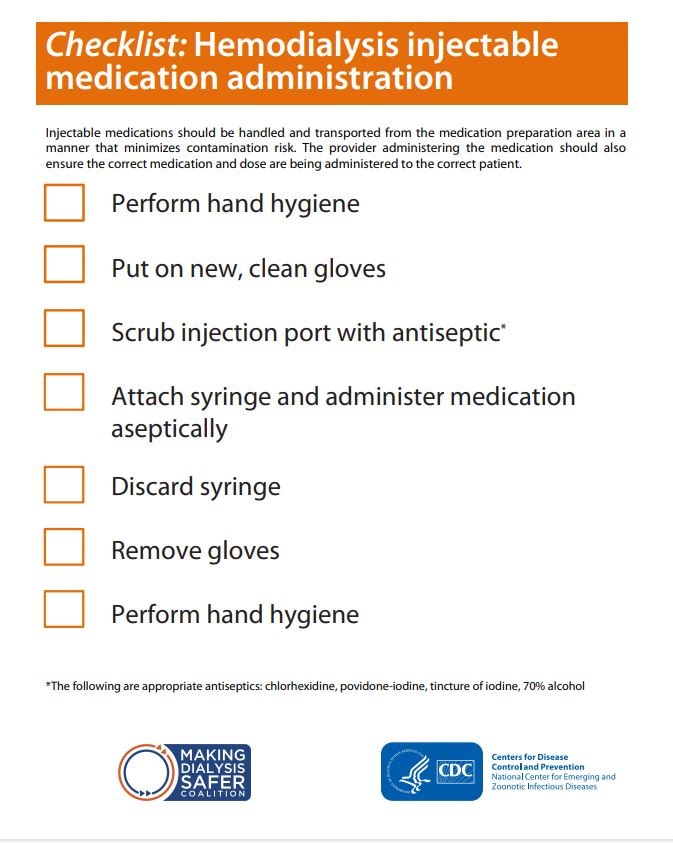 hemodialysis injection safety admin checklist
