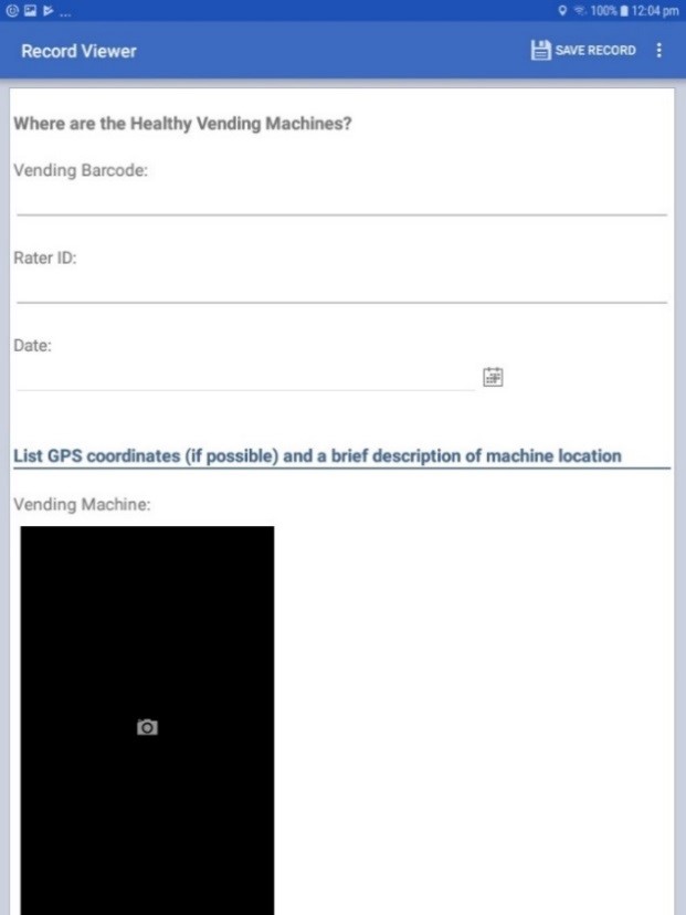 F614MobileFormView Screen shot of a form opened in the data collection module. Multiple field types such as Dates, text fields and Image fields can be seen on the form.