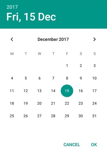 F618DateCalendar Screen shot of virtual date picker control used to enter a date value into a date fields