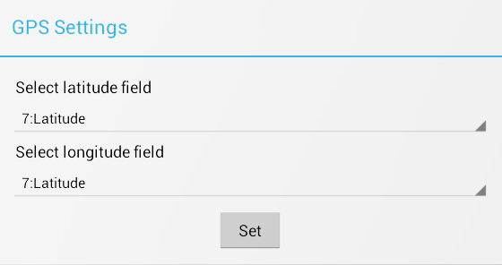 F623GPSSettings Screen shot of GPS settings box. Geocode coordinates can be captured directly from the mobile device.