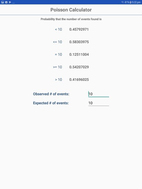 F677PoissonDistribution Screen shot of Poisson Distribution option in StatCalc