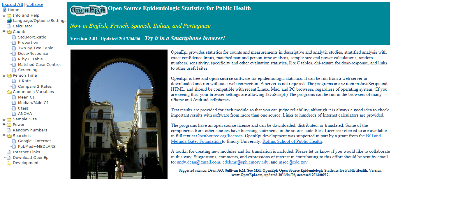 F1019-openepi OpenEpi home page