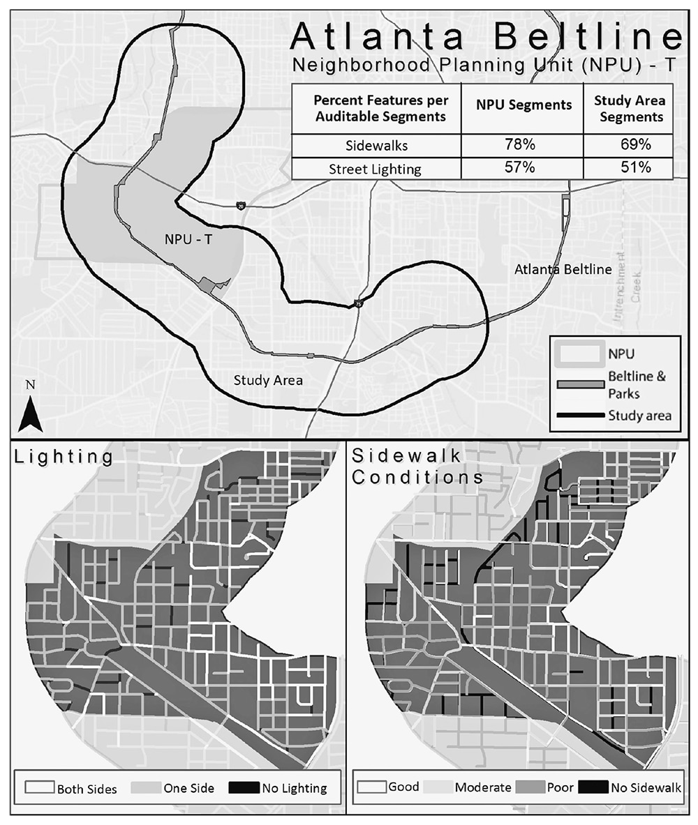 map showing study around Atlanta BeltLine