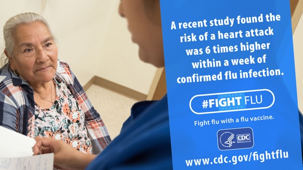 A recent study found the risk of heart attack was 6 times higher within a week of confirmed flu infection. #FightFlu with a flu vaccine.