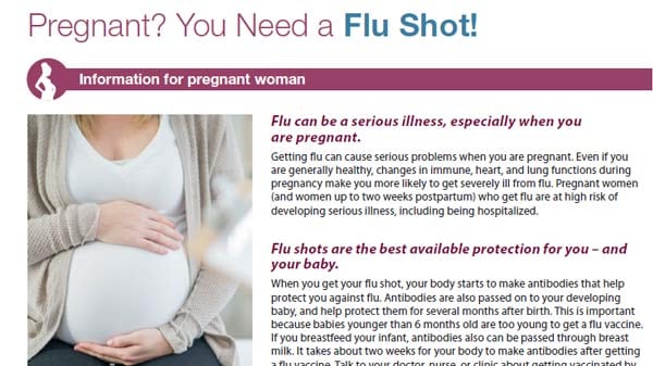 ¿está embarazada? debe recibir la vacuna inyectable contra la influenza