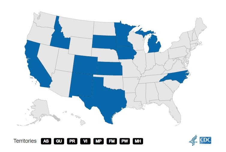 Seasonal Farm Workers participating states map