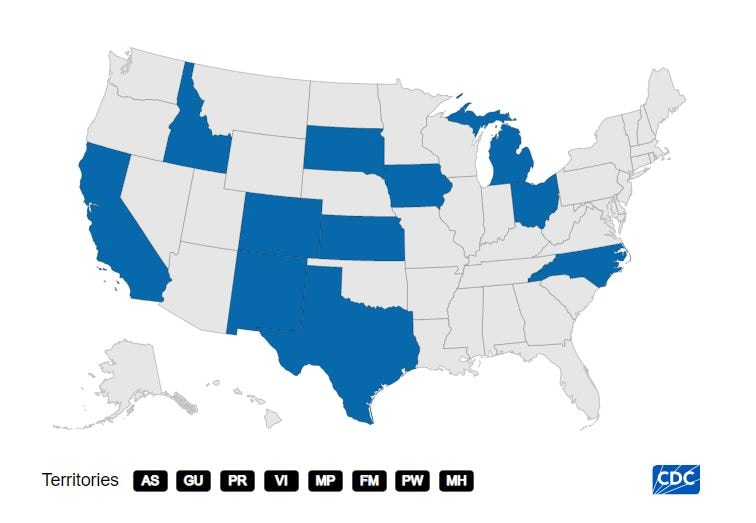 Seasonal Farm Workers participating states map