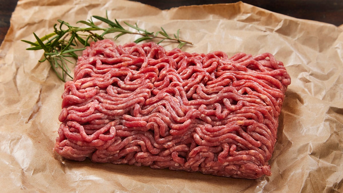 ground beef sitting on butcher paper