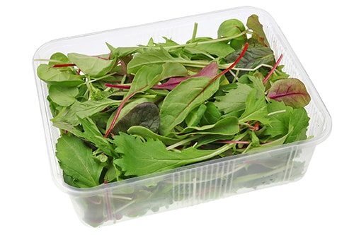 leafy greens in a box container