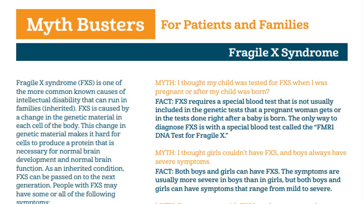 Fragile X Syndrome Fact Sheet