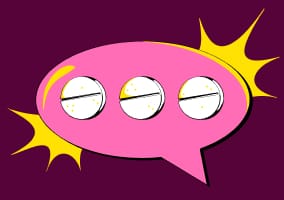 A speech bubble with round pills as the dots